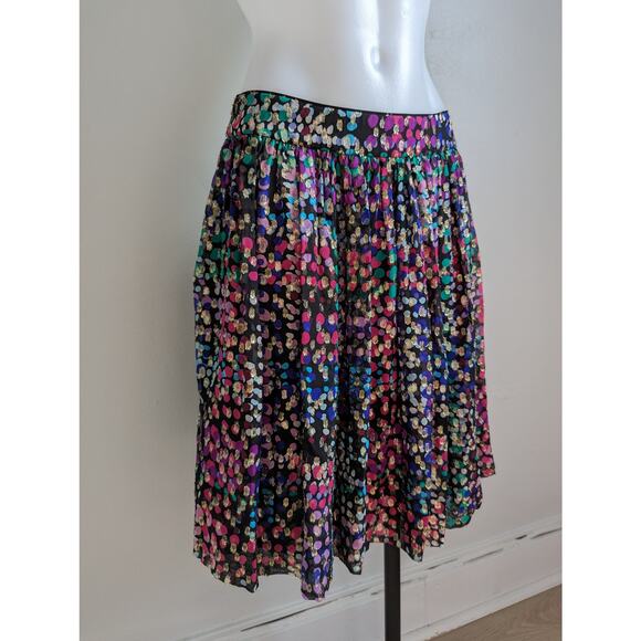 Kate Spade Size 4 Make Magic Metallic Pleated A-Line Skirt Multi Dot Silk Blend - Picture 4 of 14
